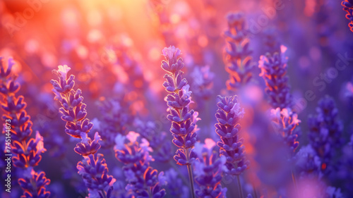 Sunset Serenity  Lavender Fields Embrace Evening Glow