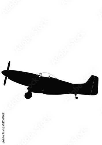 P-51 戦闘機 シルエット 駐機姿勢 地上姿勢 シルエット silhouette
