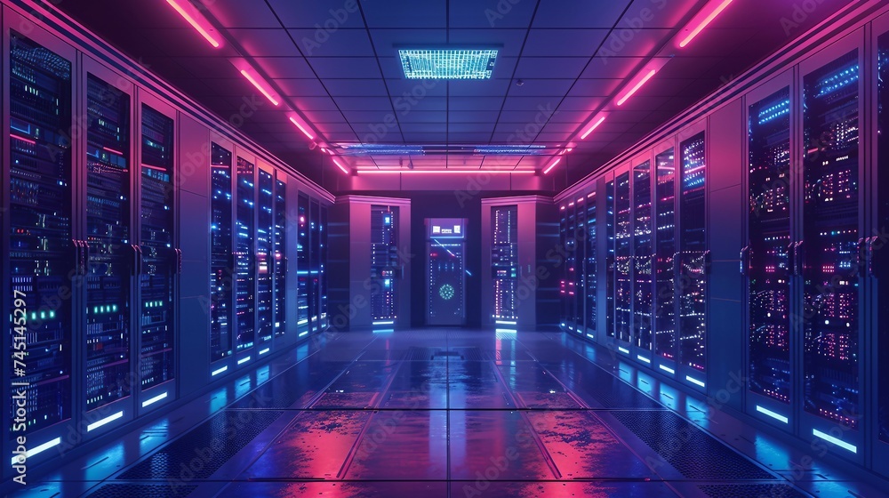 a modern data center with a futuristic touch. 