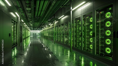 a modern data center with a futuristic touch. 