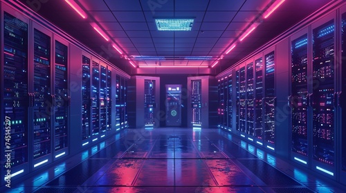 a modern data center with a futuristic touch. 