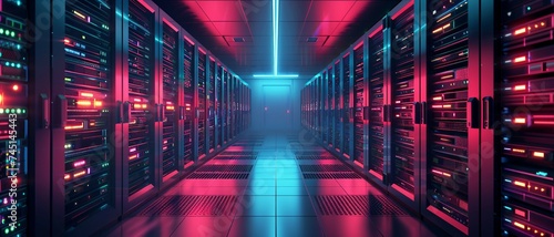 a modern data center with a futuristic touch.  photo