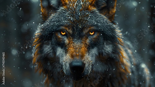 Portrait of a wild wolf in a winter forest © Nemesio