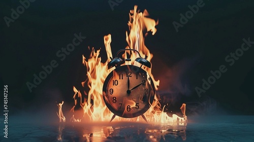 modern clock on fire photo