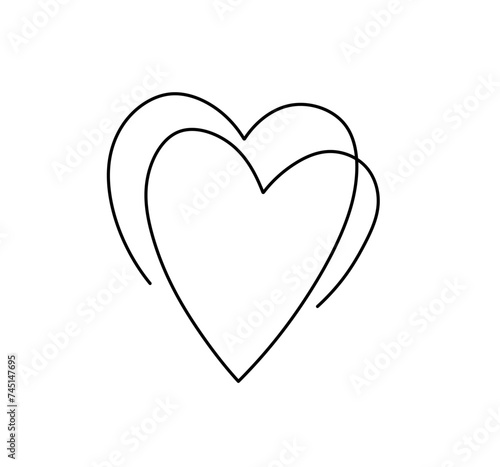 Vector isolated two pair couple hearts one single contemporary line art tattoo colorless black and white contour line easy drawing
