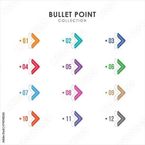 Number bullet points collection vector design