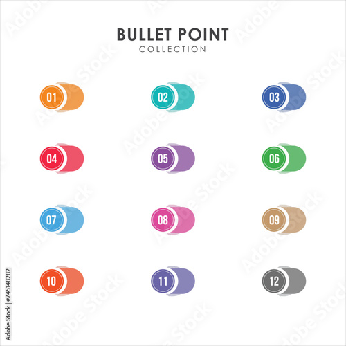 Number bullet points collection vector design