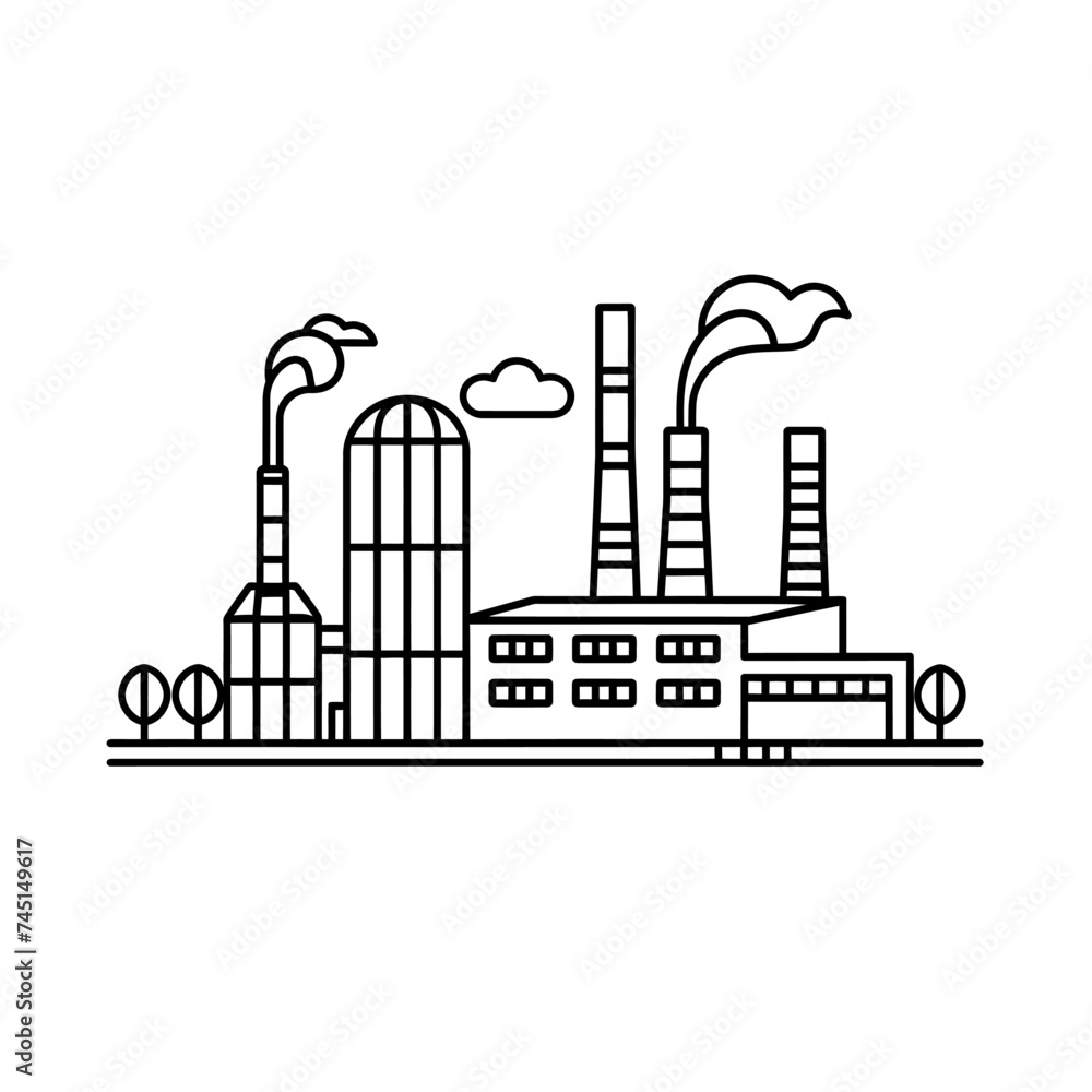An icon of a Factory outline vector
