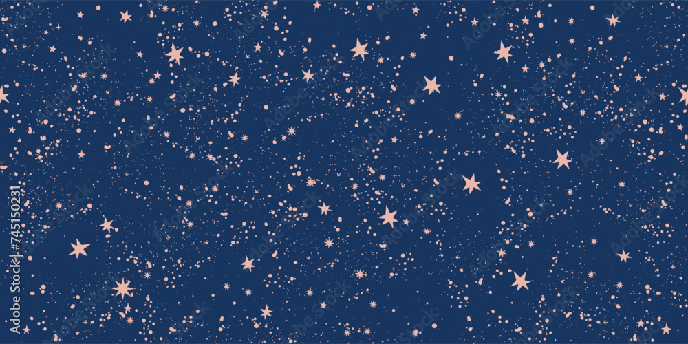 Seamless celestial pattern with stars on a blue background, magical ornament for tarot cards, astrology cards, zodiac. Modern Vector illustration. Seamless celestial pattern with stars on a blue background, magical ornament for tarot cards, astrology cards, zodiac. Modern Vector illustration.
