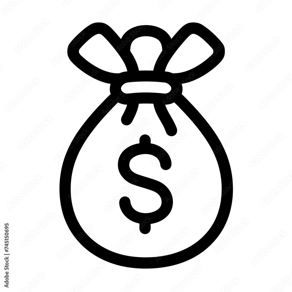An icon of a Money Bag outline vector An icon of a Money Bag outline vector