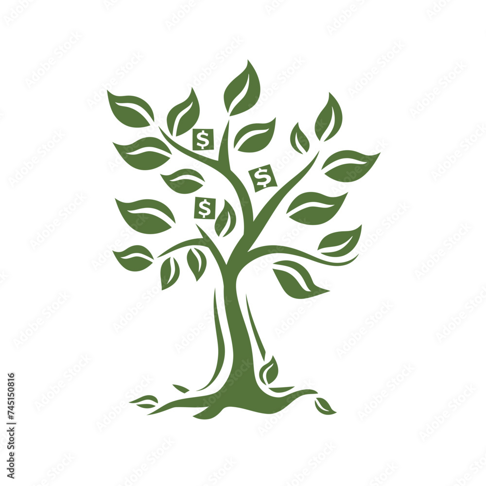 An icon of a Money Tree outline vector An icon of a Money Tree outline vector