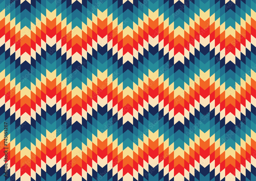 Native American vector pattern in retro vintage color