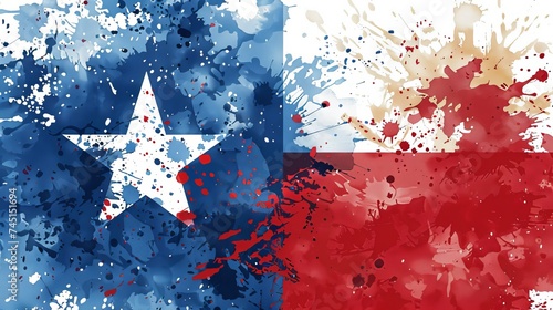 Abstract watercolor grunge flag of the state of Texas. The Lone Star Flag. Modern watercolored style. Template for your designs. photo
