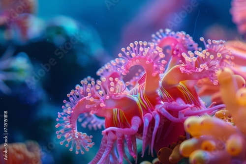 A vibrant and colorful underwater scene featuring beautiful coral formations. © Sandris
