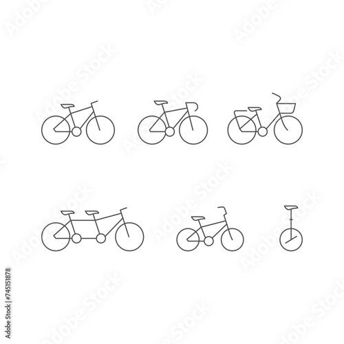 Set line icons of bicycle
