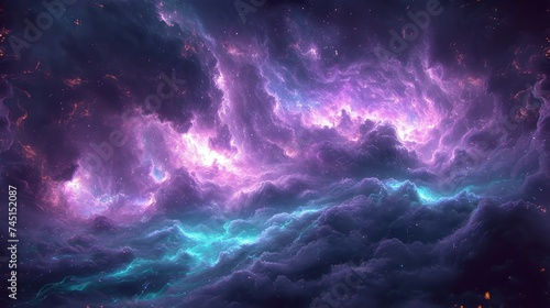 Na zdjęciu widać fioletowo-niebieskie niebo, które jest wypełnione wieloma chmurami