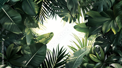 Lush Green Tropical Leaves Background