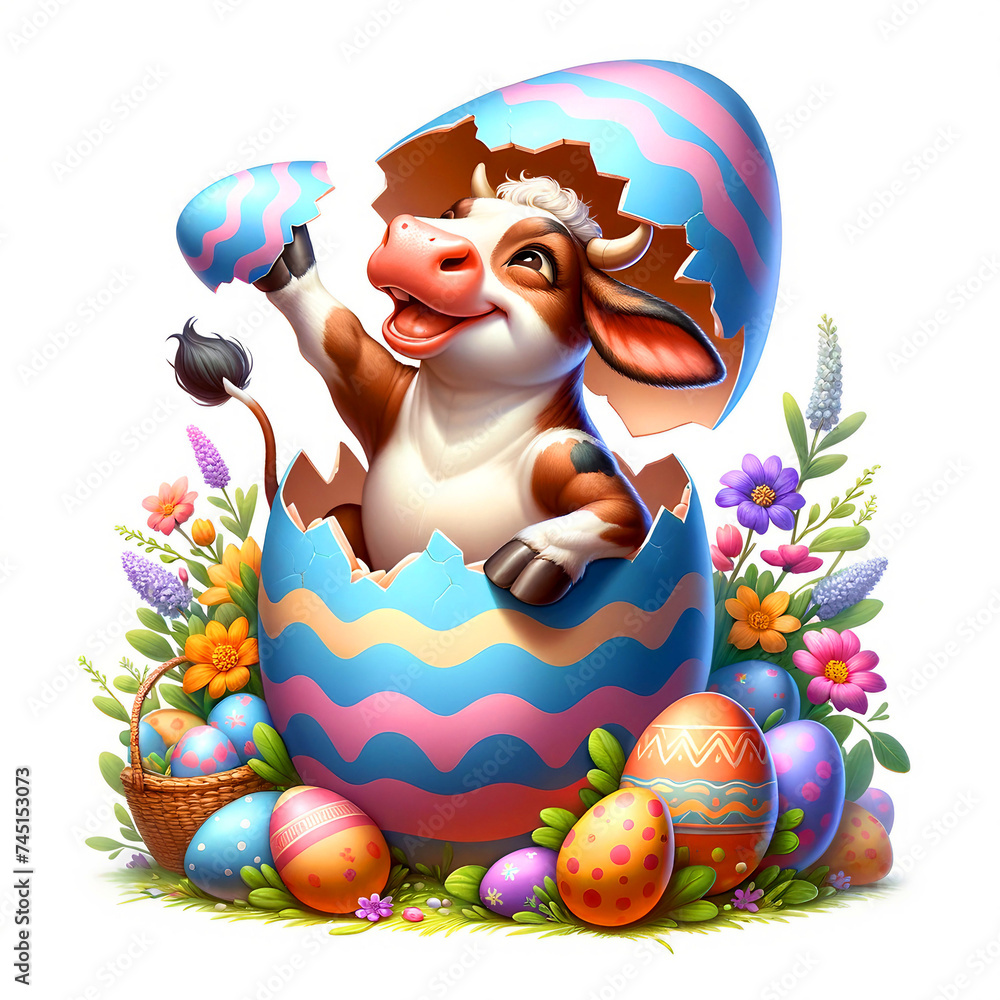Naklejka premium Cute and funny hatching animal illustration 