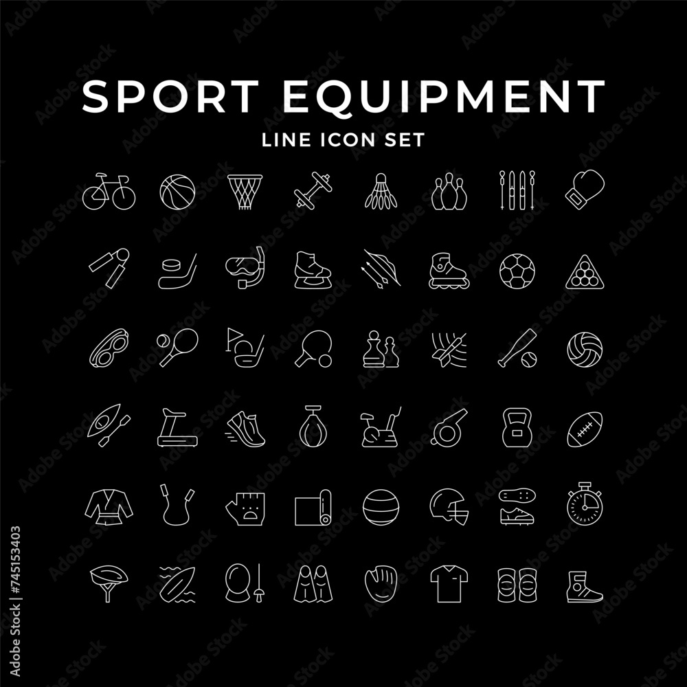 Set line icons of sport equipment