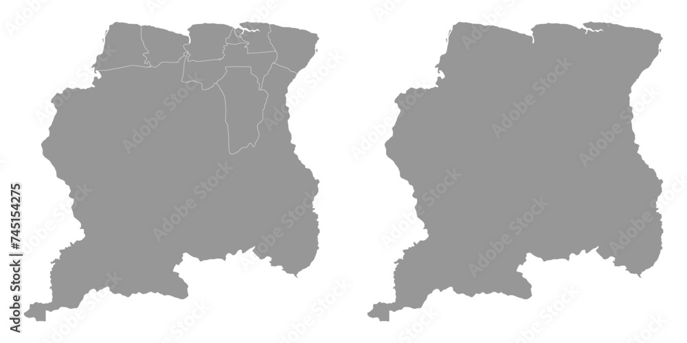 Suriname map with administrative divisions Vector illustration.
