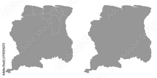 Suriname map with administrative divisions Vector illustration.