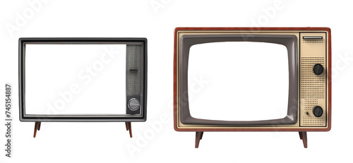 realistic retro striped screen tv frames on a transparent background
