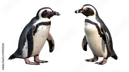 African penguins isolated on a transparent background