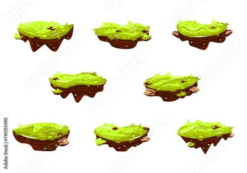 Set of cartoon floating island vector illustration
