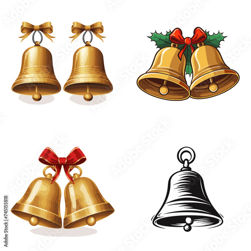 Jingle Bells (Ringing Sleigh Bells). simple minimalist isolated in white background vector illustration