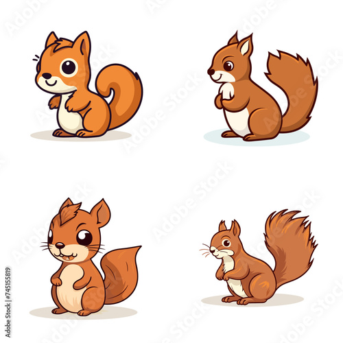 Squirrel (Cute Squirrel Illustration). simple minimalist isolated in white background vector illustration