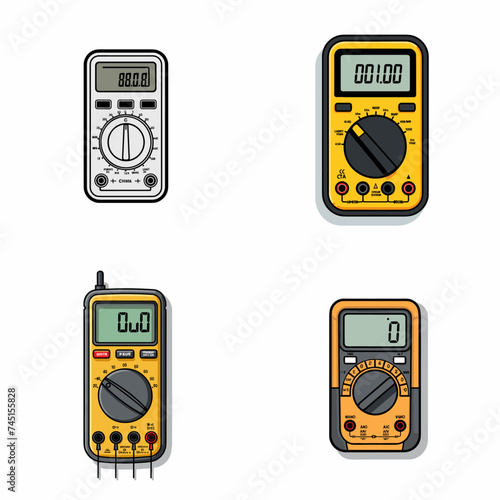 Digital Multimeter (Electronic Measurement Tool). simple minimalist isolated in white background vector illustration