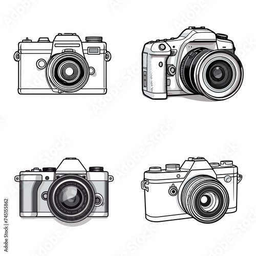 Camera (Digital Photography Device). simple minimalist isolated in white background vector illustration
