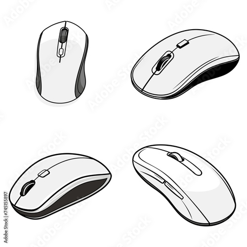 Computer Mouse (Pointing Device). simple minimalist isolated in white background vector illustration