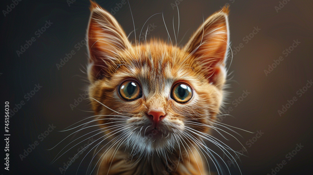 Cute cat in hyper realistic pop style with exaggerated expressions and vivid eye catching colors