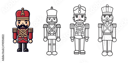 Nutcracker (Traditional Wooden Nutcracker). simple minimalist isolated in white background vector illustration