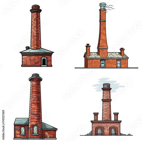 Chimney (Brick Chimney Stack). simple minimalist isolated in white background vector illustration