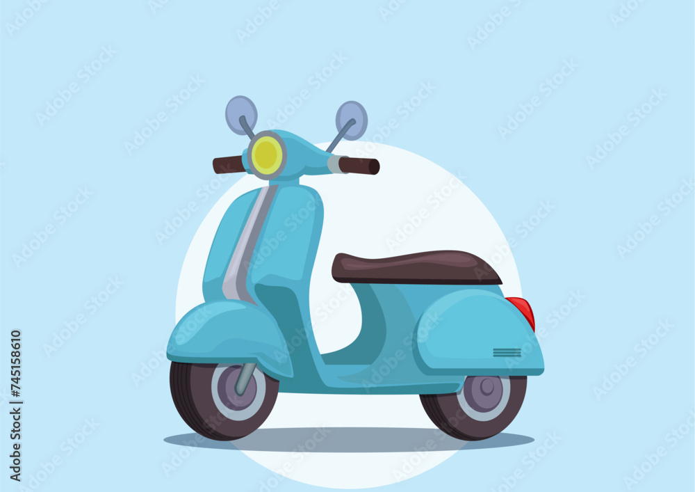 Cute classic blue scooter side view Cute classic blue scooter side view