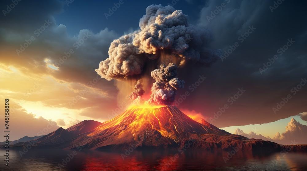 A powerful volcanic eruption