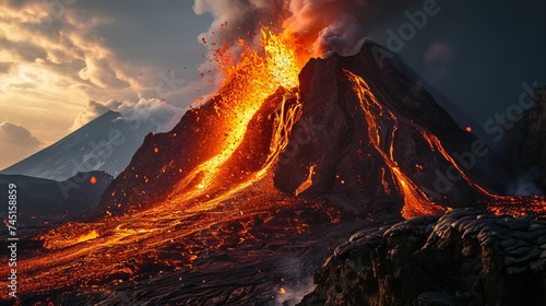 A powerful volcanic eruption