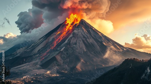 A powerful volcanic eruption in the daytime © Katya
