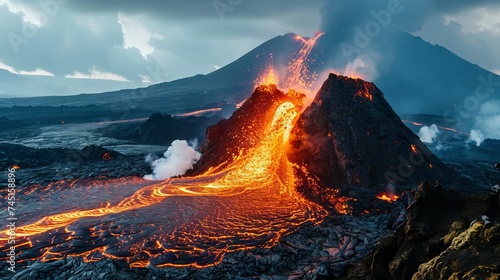 A photo of a powerful volcanic eruption