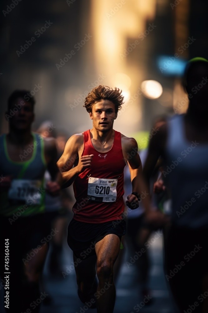 a professional runners in a urban race a professional runners in a urban race