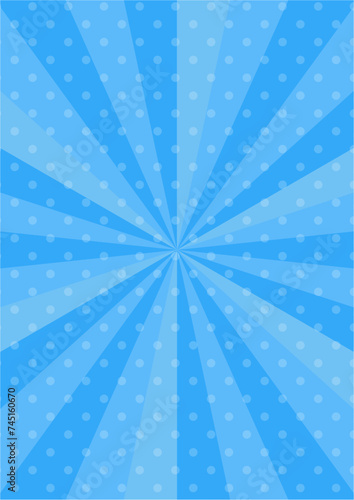 かわいいポップなドットの集中線　青　水色　　 　縦