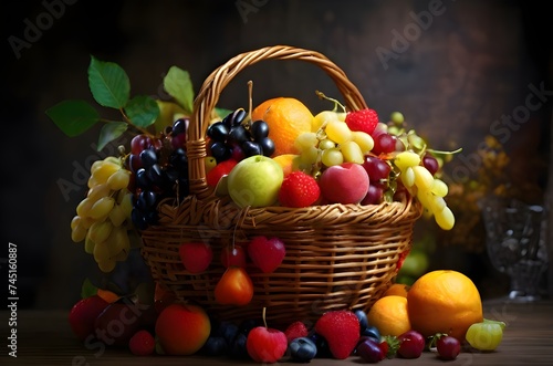 basket with fruits.generative ai