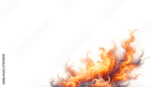 Ethereal orange flames on a soft gradient background. Abstract fire texture. Generative AI