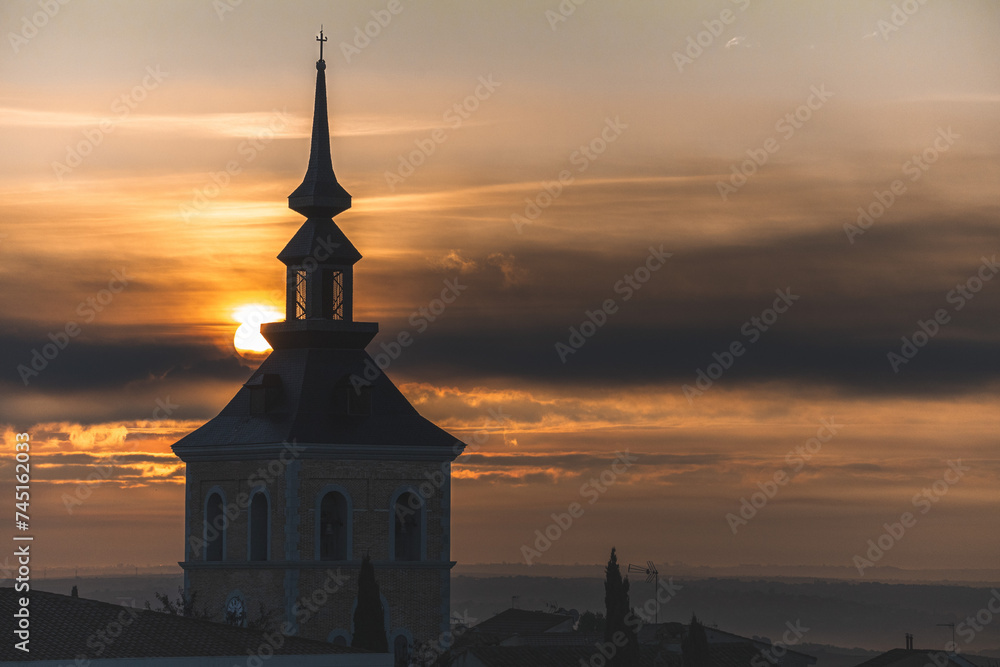 Obraz premium iglesia atardecer