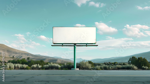 blank billboard mockup with tall pole