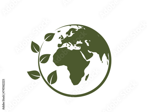 earth day illustration. eco globe icon. eastern hemisphere of the planet earth. isolated vector image