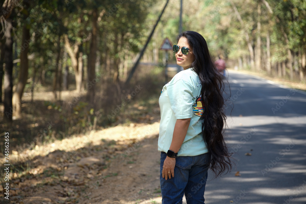 woman walking on the road. Travel concept. woman walking on the road. Travel concept.
