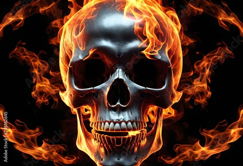 scary skull with fire